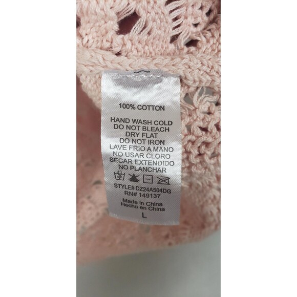 Double Zero Tank Top L Pink Crochet Knit Crop Cami 100% Cotton Dainty Coquette - Picture 4 of 7